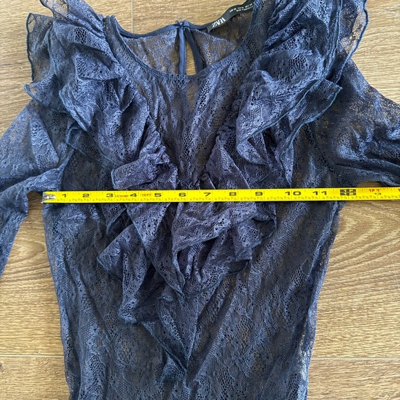 ZARA Blue Lace Ruffle Top - Picture 4 of 6